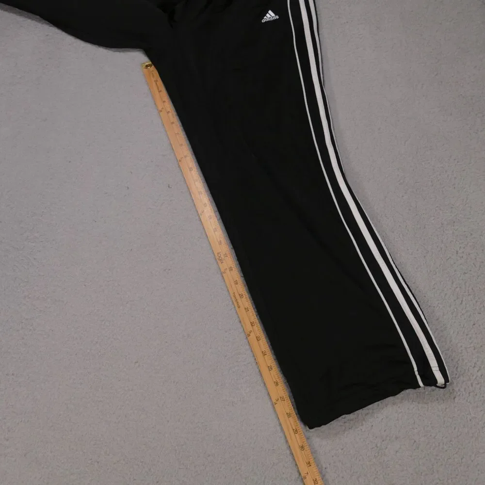 Adidas Track Pants Black/White 3 Stripe Hip Hop y2k Baggy Skate Size S (30x29)